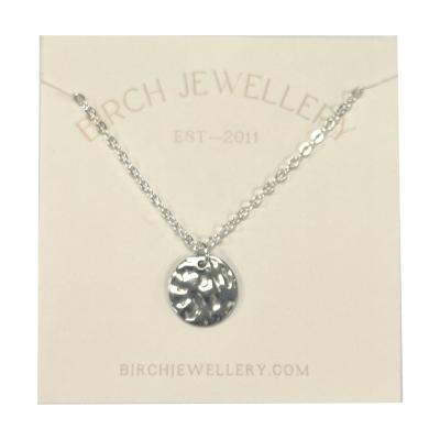 Necklace - Hammered Disk 18" Chain Silver Plated